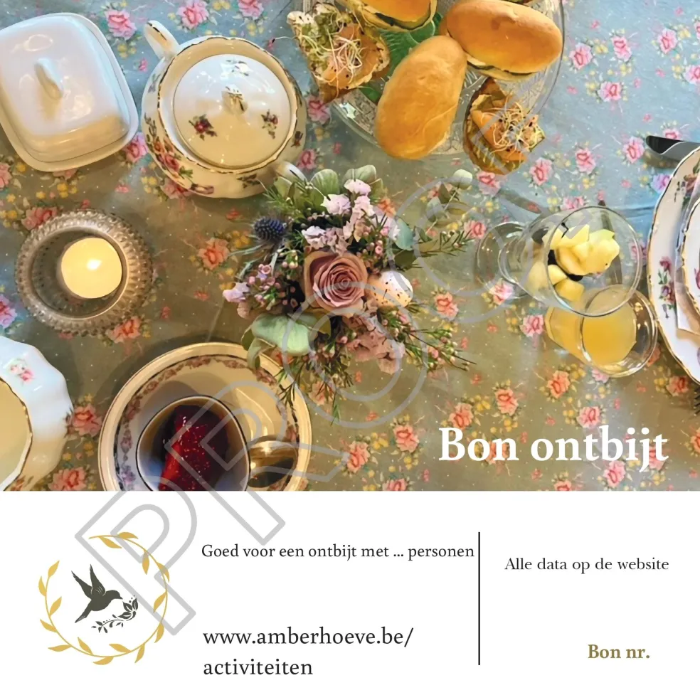 Amberhoeve Bon voor een ontbijt op de voor 2 personen> Bon