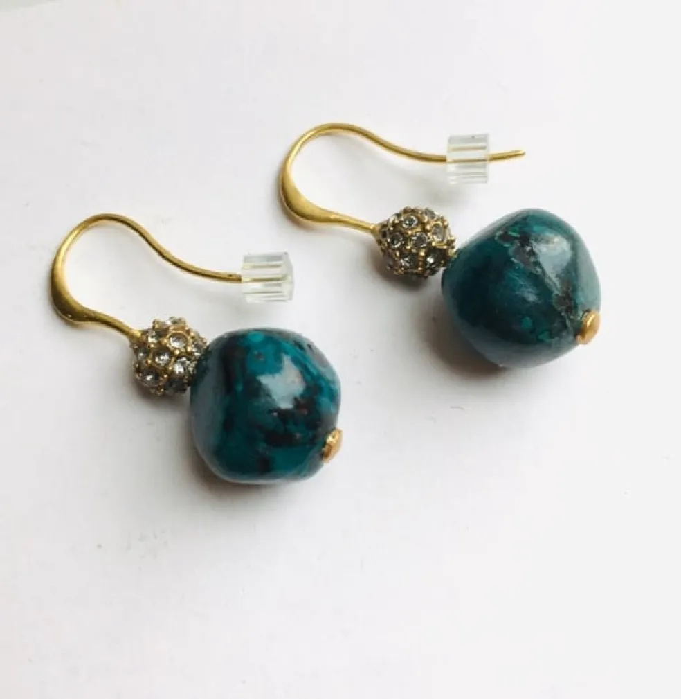 Amberhoeve Groene vergulde oorbellen van Hultquist> Oorbellen